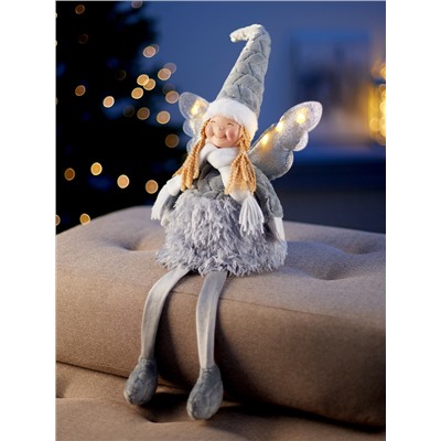 Фигура текстиль «Кукла в сером» 70 см, 6 LED, от батареек AG10×3, свечение тёплое белое