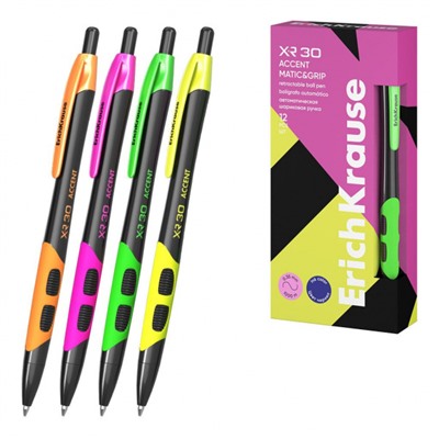 Ручка автоматическая шариковая 0.7мм XR-30 "Акцент "61083 синяя с резиновым хватом ErichKrause