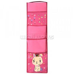 Кармашки-органайзер в шкафчик для детского сада 5 карманов 83x24 см розовый