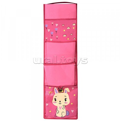 Кармашки-органайзер в шкафчик для детского сада 5 карманов 83x24 см розовый