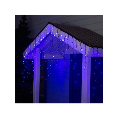 Гирлянда «Бахрома» 3×0.6 м, IP44, УМС, тёмная нить, 160 LED, свечение синее, 220 В