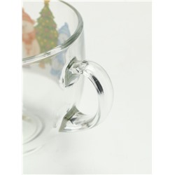 Кружка стеклянная новогодняя «Мишки в лесу», 500 мл