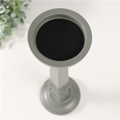 Деревянный подсвечник на 1 свечу «Греция», серый, 11.5×11.5×39.5 см