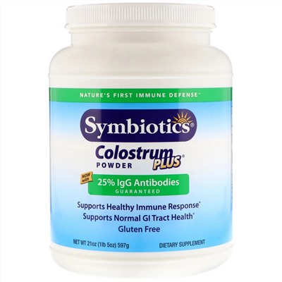 Symbiotics, Colostrum Plus, молозиво в порошке, 597 г (1,3 фунта)