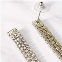 Комплект вечерней бижутерии со стразами чокер и серьги, цвет: серебристый и прозрачный, арт.012.090