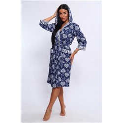 Халат 209 синий+цветы
