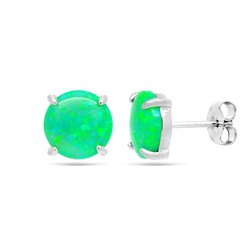 Серьги из серебра опал зеленый, МОВ0329