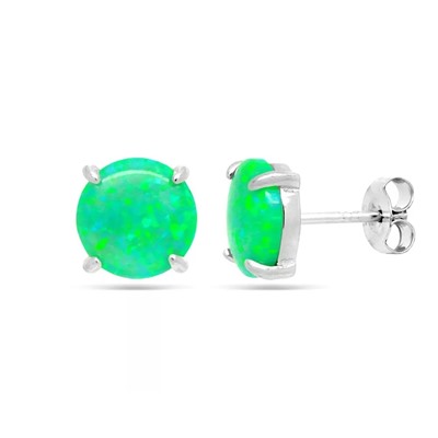 Серьги из серебра опал зеленый, МОВ0329