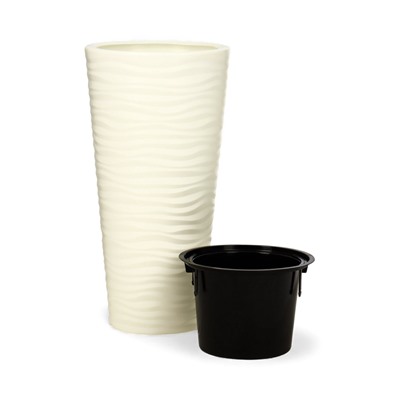 Кашпо для цветов со вставкой «Оазис», 25 л (5 л), пластик, белое