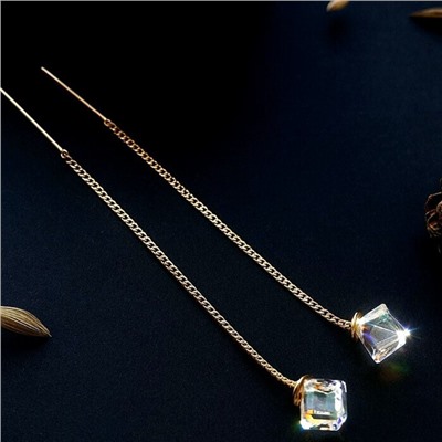 Серьги протяжки ювелирная бижутерия Дубайское золото с покрытием позолотой, вставка: искусственный кубический камень цвета хамелеон, арт.314.738