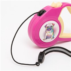 Рулетка «Пижон» с прорезиненной ручкой, 3 м, до 15 кг, трос, розово-жёлтая