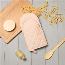 Варежка-прихватка «Этель» Kitchen, бежевая, 15×28 см, саржа, 100% хлопок