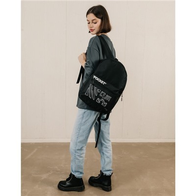 Рюкзак школьный молодёжный Black, 29×12×37, отдел на молнии, карман, чёрный