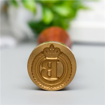 Печать для сургуча с деревянной ручкой «Корона с буквой B», 9×2.5×2.5 см