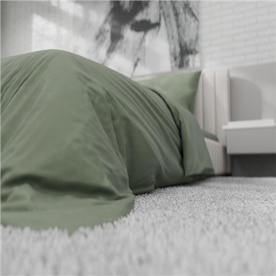 Пододеяльник 2-спальный «Этель», 175×220 см, оливковый, сатин
