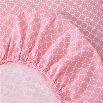 Простыня на резинке 2-спальная «Атра. Вестерн», 160×200+20 см, пудровая, бязь