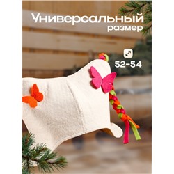 Шапка для бани и сауны, детская «Бабочки» с косичками, войлок, фетр, «Добропаровъ»