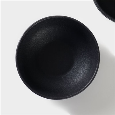 Салатники Magistro Lofty, 300 мл, d=12 см, набор 2 шт., фарфор, чёрные