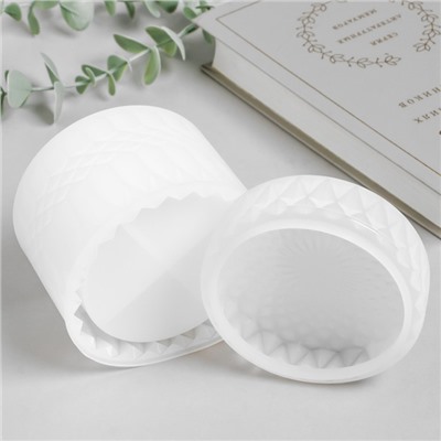 Молд силиконовый «Шкатулка круглая узорная» с крышкой 9.8×9.8×9.4 см