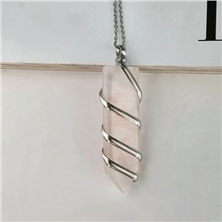 Кулон из натурального камня розовый Кварц, 1055, арт.218.230