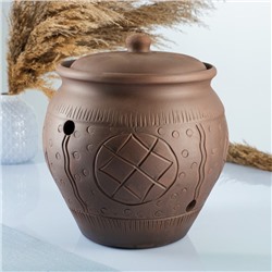 Банка для хранения Кунгурская керамика «Орнамент», 4 л, с отверстиями для вентиляции, молочение, коричневая