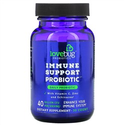 LoveBug Probiotics, пробиотик для поддержки иммунитета, для ежедневного приема, 40 млрд. КОЕ, 30 штук