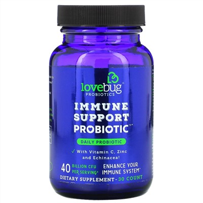 LoveBug Probiotics, пробиотик для поддержки иммунитета, для ежедневного приема, 40 млрд. КОЕ, 30 штук