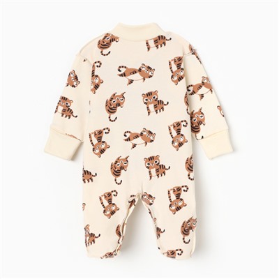 Комбинезон детский «Крошка Я. Тигруля», рост 62-68 см, бежевый