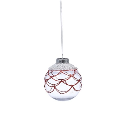 Ёлочные шары новогодние «Лирой», набор 6 шт., d=8 см, красно-белый