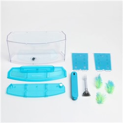 Аквариумный набор трехсекционный, с подсветкой LED, 2.55 л, голубой