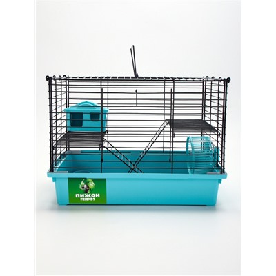 Клетка для грызунов «Пижон», 38×27×27 см, складная, домик, миска, колесо, бирюзовая