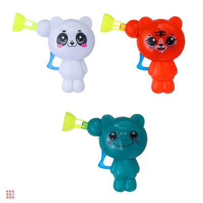 Пистолет для выдувания мыльных пузырей, "Зверята", 40 мл, мыльный р-р, 17х4х15 см, 3 дизайна