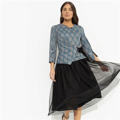 Костюм с юбкой из сетки на подкладе, Больше чем стиль (2 в 1, green)