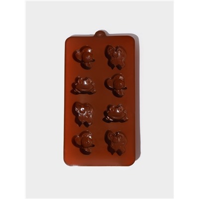 Форма для шоколада Доляна «Насекомые», силикон, 22×11.5×2 см, 8 ячеек, коричневая