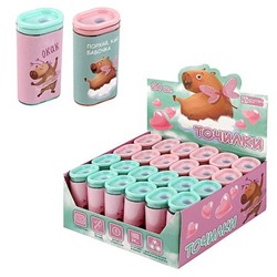 Точилка пластиковая с контейнером "КАПИБАРА-МИЛАШКА" ассорти 72689 Феникс