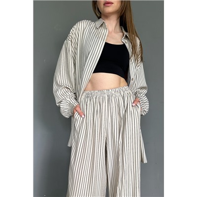 Костюм женский  SET065/09/Молочный, черный