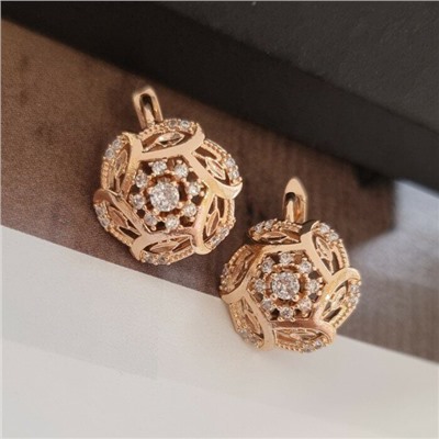 Серьги ювелирная бижутерия коллекция "Дубай" покрытие: позолота, вставка: фианиты, 5808, арт.216.367