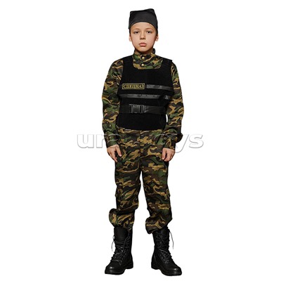 Костюм "Спецназ"(рубашка, брюки, бронежилет, бандана) размер 152-80