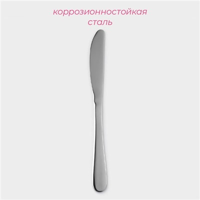 Нож столовый из коррозионно-стойкой стали Доляна «Таун», длина 22 см, серебристый