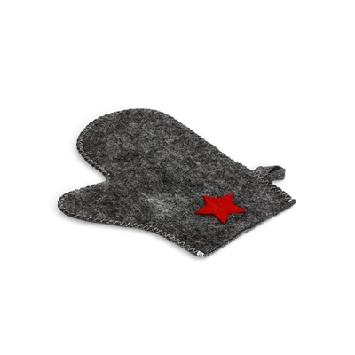 Набор для бани «Буденовец», 3 предмета: шапка, коврик, рукавица, серый, «Добропаровъ»