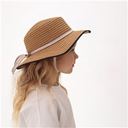 Шляпа для девочки MINAKU «Леди», размер 52-54, бежевая (5-7 лет)