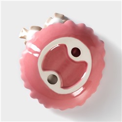 Блюдо керамическое «Голубки на цветке», 13×13.5×3 см, цвет розовый