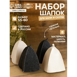 Набор шапок для бани и сауны «Классический», 4 предмета, полиэфир, тёмный/светлый, «Добропаровъ»