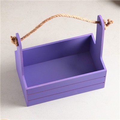 Подарочный ящик «Аром», 25.5×15×30 см, деревянный, ручка - канат, фиолетовый