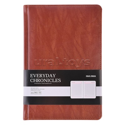 Ежедневник А5, 160л. недатир. "EVERYDAY CHRONICLES - CHOCO" кожзам (коричневый)