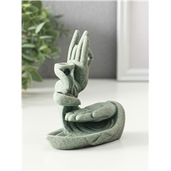 Подставка для благовоний «Мудра Витарка - Колесо учения», песчаник, стелющийся дым, 5.5×10.3×11.5 см