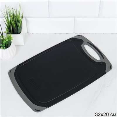 Доска разделочная 32x20х0.5 см пластик,силикон / DS35 /уп 50/ черная