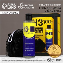 Подарочный набор «Всё, что тебе нужно», гель для душа 250 мл и мочалка для тела, HARD LINE