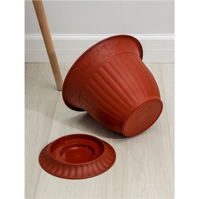 Горшок для цветов «Венеция», 10 л, пластиковый, коричневый