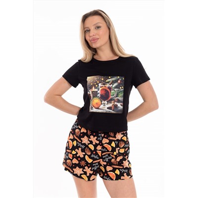 Пижама футболка и шорты М325441Пчо